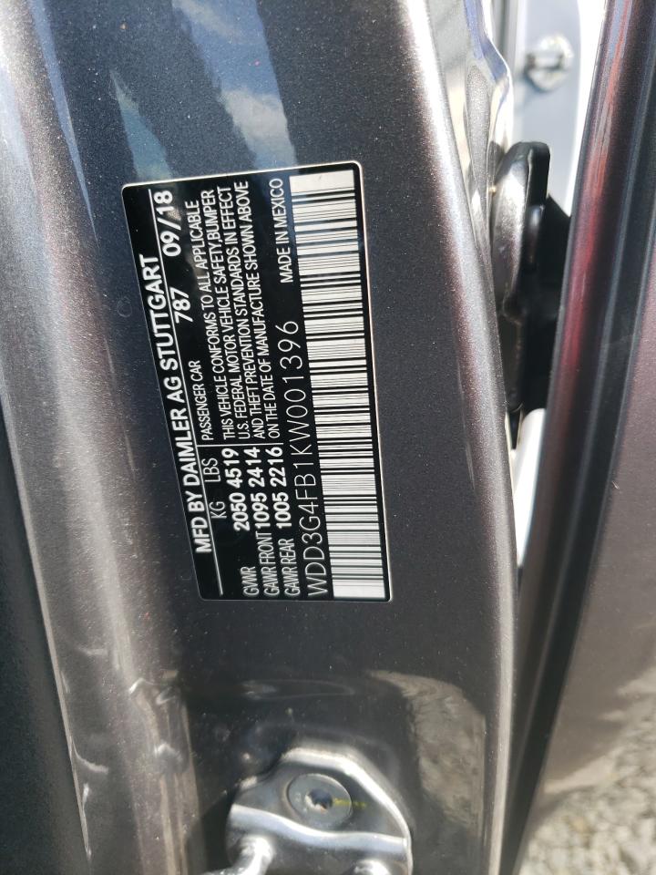2019 Mercedes-Benz A 220 4Matic VIN: WDD3G4FB1KW001396 Lot: 56412735