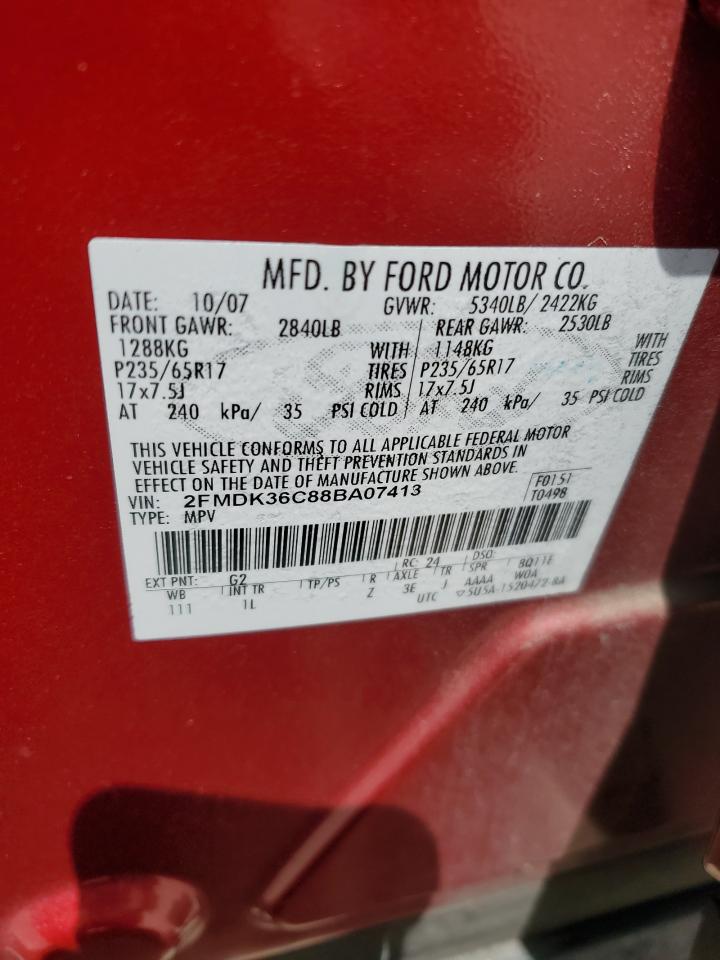 2008 Ford Edge Se VIN: 2FMDK36C88BA07413 Lot: 57092215