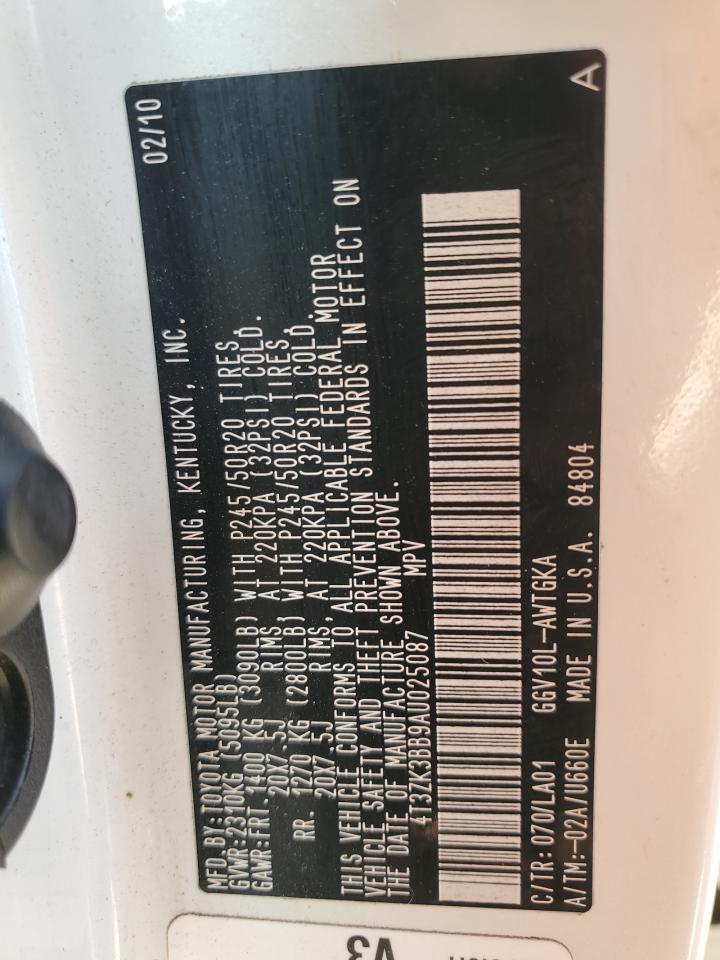 2010 Toyota Venza VIN: 4T3ZK3BB9AU025087 Lot: 56749425