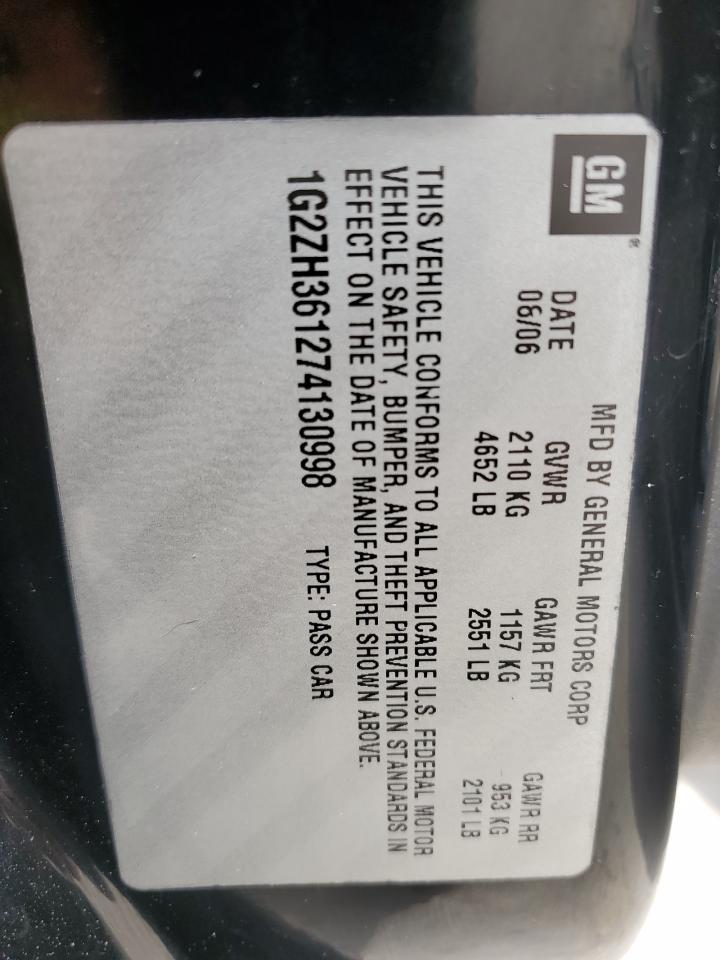 2007 Pontiac G6 Gt VIN: 1G2ZH361274130998 Lot: 57145535