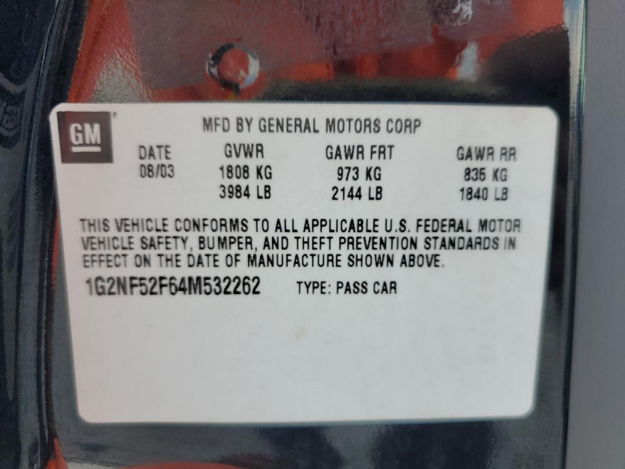 2004 Pontiac Grand Am Se1 VIN: 1G2NF52F64M532262 Lot: 85122595