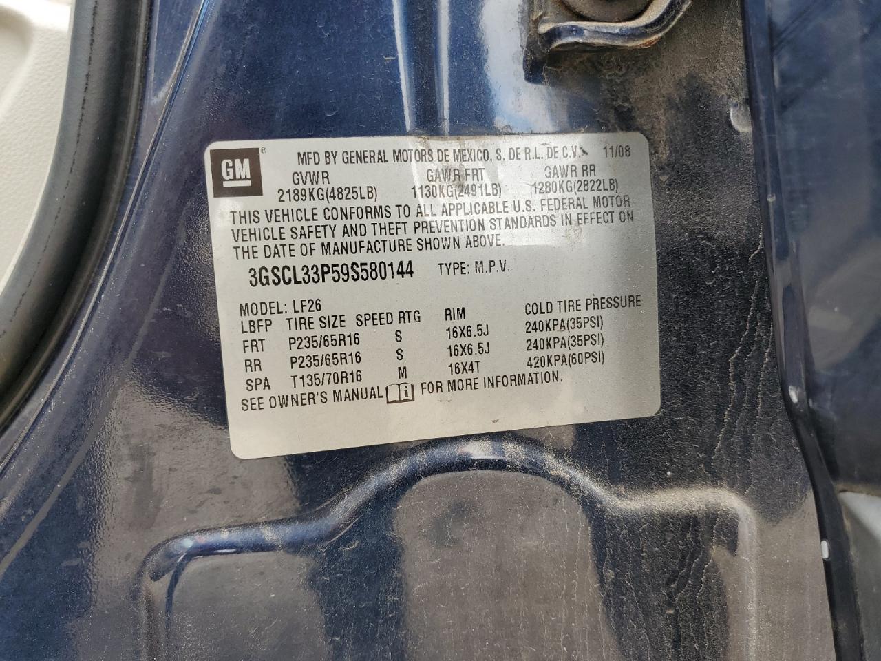 2009 Saturn Vue Xe VIN: 3GSCL33P59S580144 Lot: 56696135