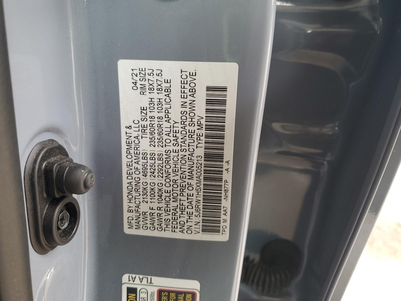 2021 Honda Cr-V Ex VIN: 5J6RW1H5XMA005213 Lot: 57070395