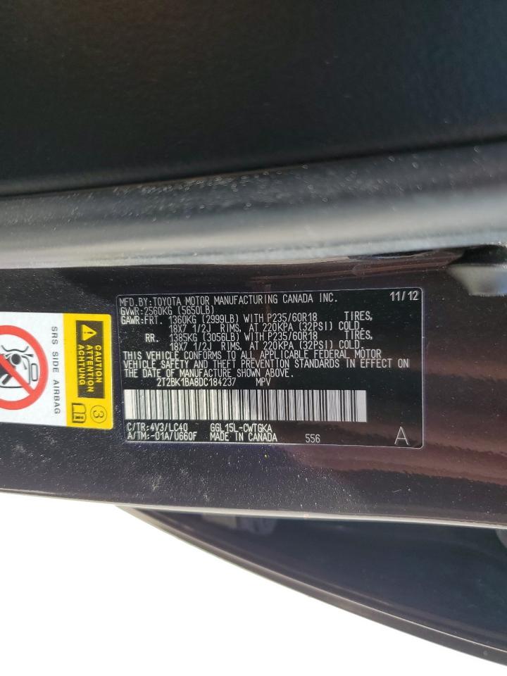 2013 Lexus Rx 350 Base VIN: 2T2BK1BA8DC184237 Lot: 57459295
