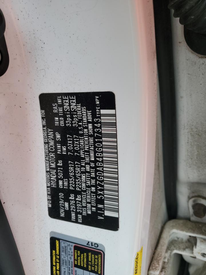 2011 Hyundai Santa Fe Gls VIN: 5XYZGDAB4BG017343 Lot: 58949355
