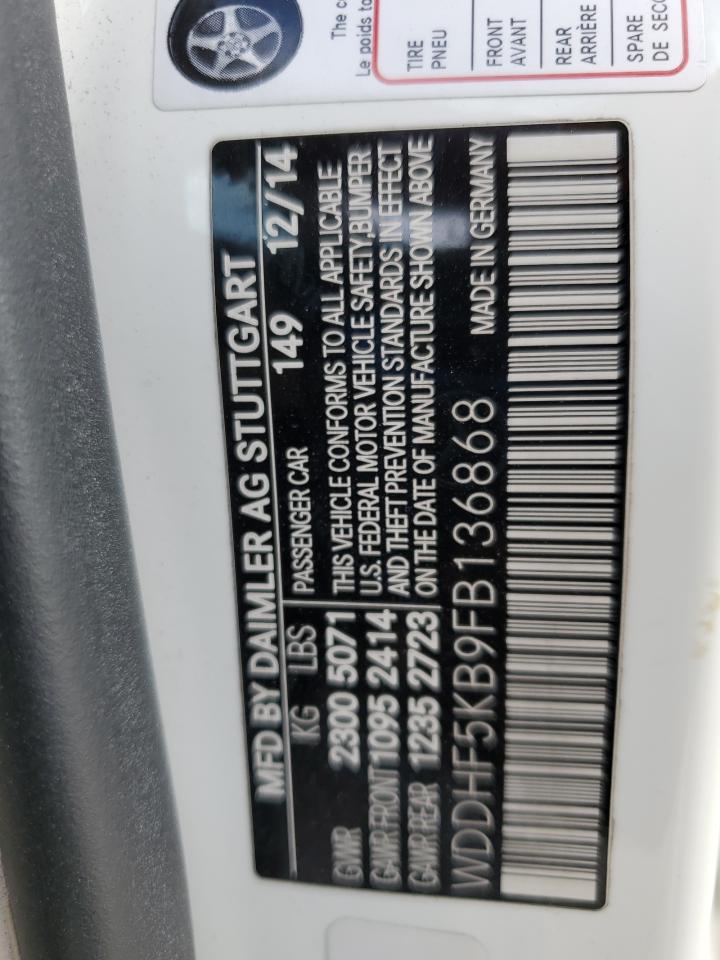 2015 Mercedes-Benz E 350 VIN: WDDHF5KB9FB136868 Lot: 56511365