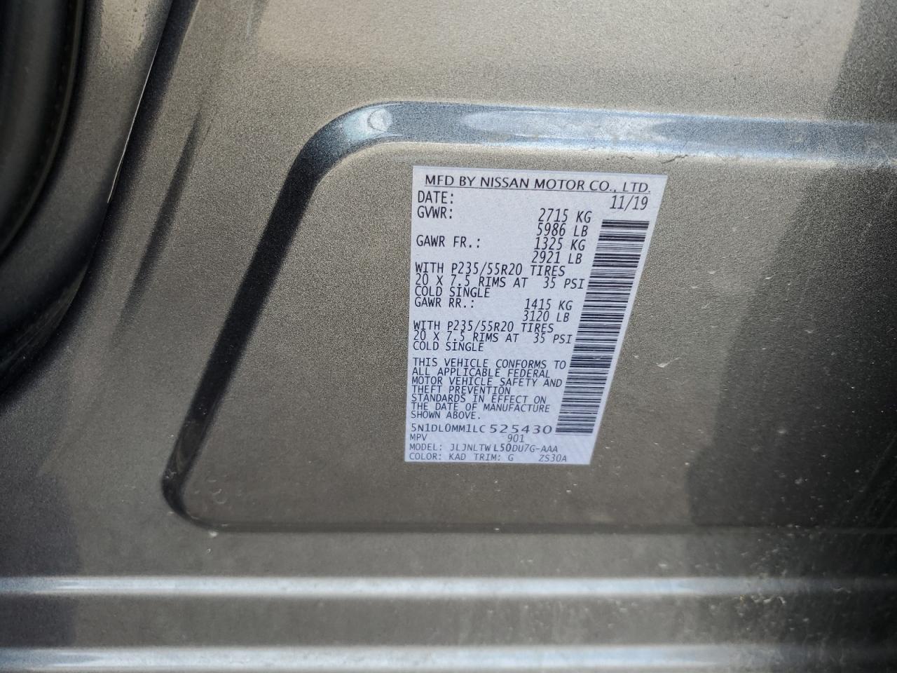 2020 Infiniti Qx60 Luxe VIN: 5N1DL0MM1LC525430 Lot: 56856475