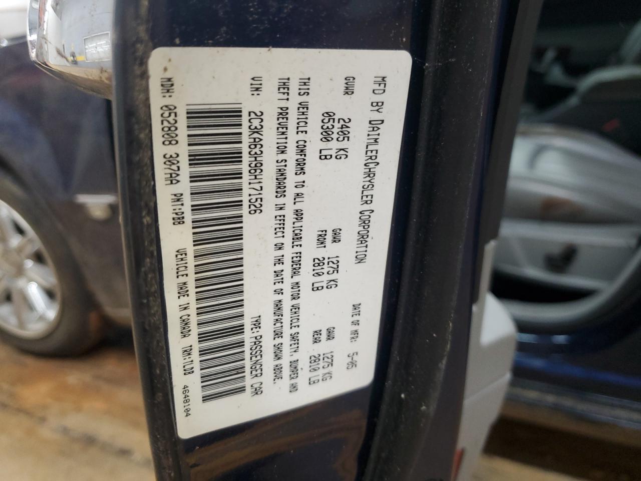 2006 Chrysler 300C VIN: 2C3KA63H96H171526 Lot: 58507815