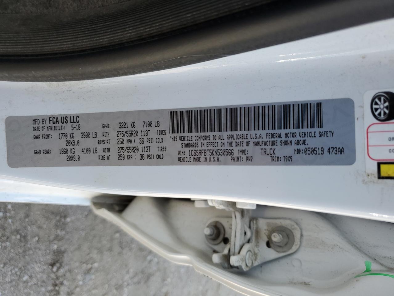 2019 Ram 1500 Big Horn/Lone Star VIN: 1C6SRFBT5KN530566 Lot: 58016835