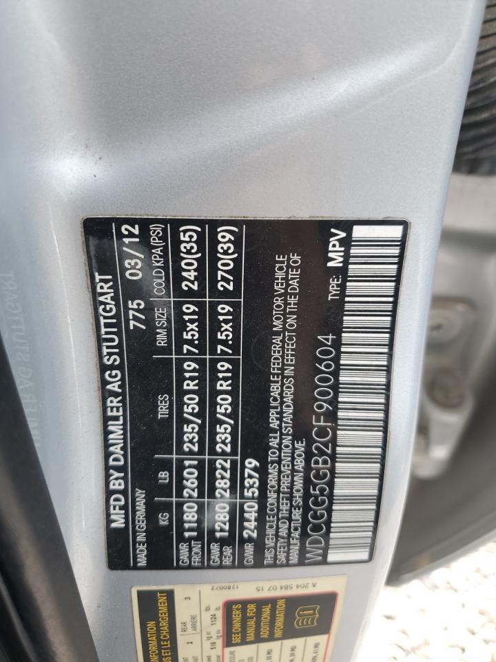 2012 Mercedes-Benz Glk 350 VIN: WDCGG5GB2CF900604 Lot: 57633455