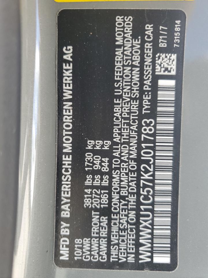 2019 Mini Cooper VIN: WMWXU1C57K2J01783 Lot: 56977595