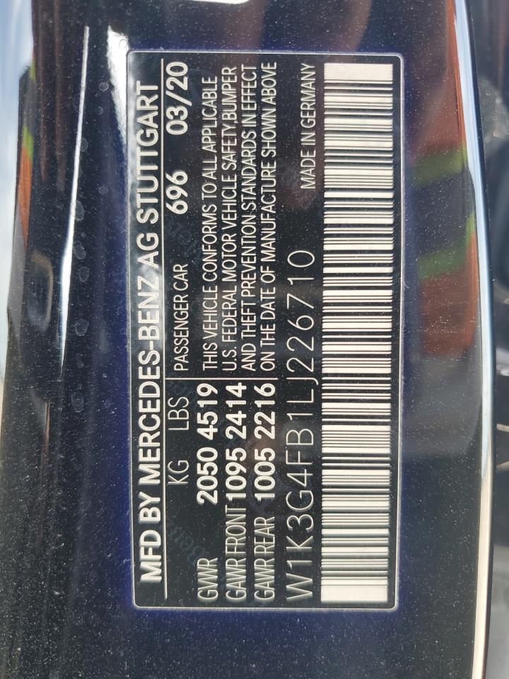 2020 Mercedes-Benz A 220 4Matic VIN: W1K3G4FB1LJ226710 Lot: 56889485