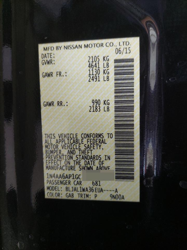 1N4AA6AP1GC385809 - 2016 Nissan MAXIMA - #58686325