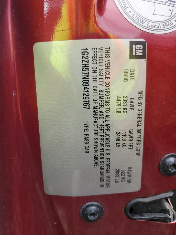 2009 Pontiac G6 Gt VIN: 1G2ZH57N094129767 Lot: 55999155
