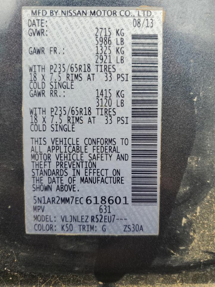 2014 Nissan Pathfinder S VIN: 5N1AR2MM7EC618601 Lot: 56364865