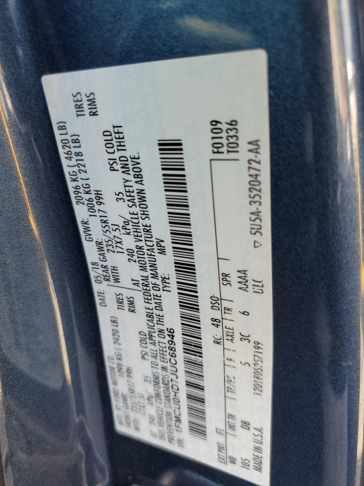 2018 Ford Escape Sel VIN: 1FMCU0HD7JUC68946 Lot: 56710765