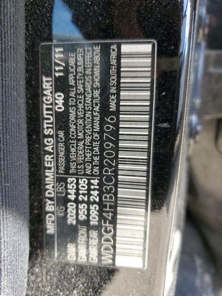 2012 Mercedes-Benz C 250 VIN: WDDGF4HB3CR209796 Lot: 57136035