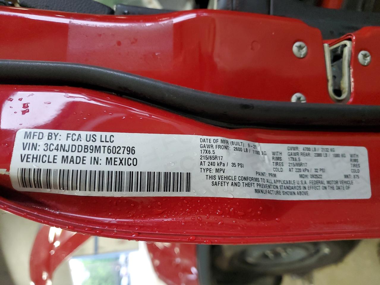 2021 Jeep Compass Trailhawk VIN: 3C4NJDDB9MT602796 Lot: 57816055