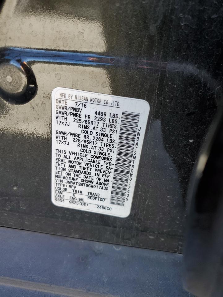 2016 Nissan Rogue S VIN: JN8AT2MT6GW017439 Lot: 57098505