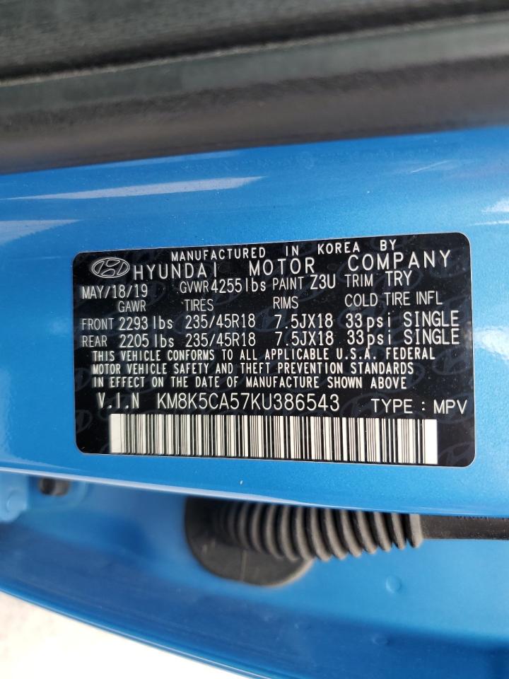 2019 Hyundai Kona Ultimate VIN: KM8K5CA57KU386543 Lot: 57031595