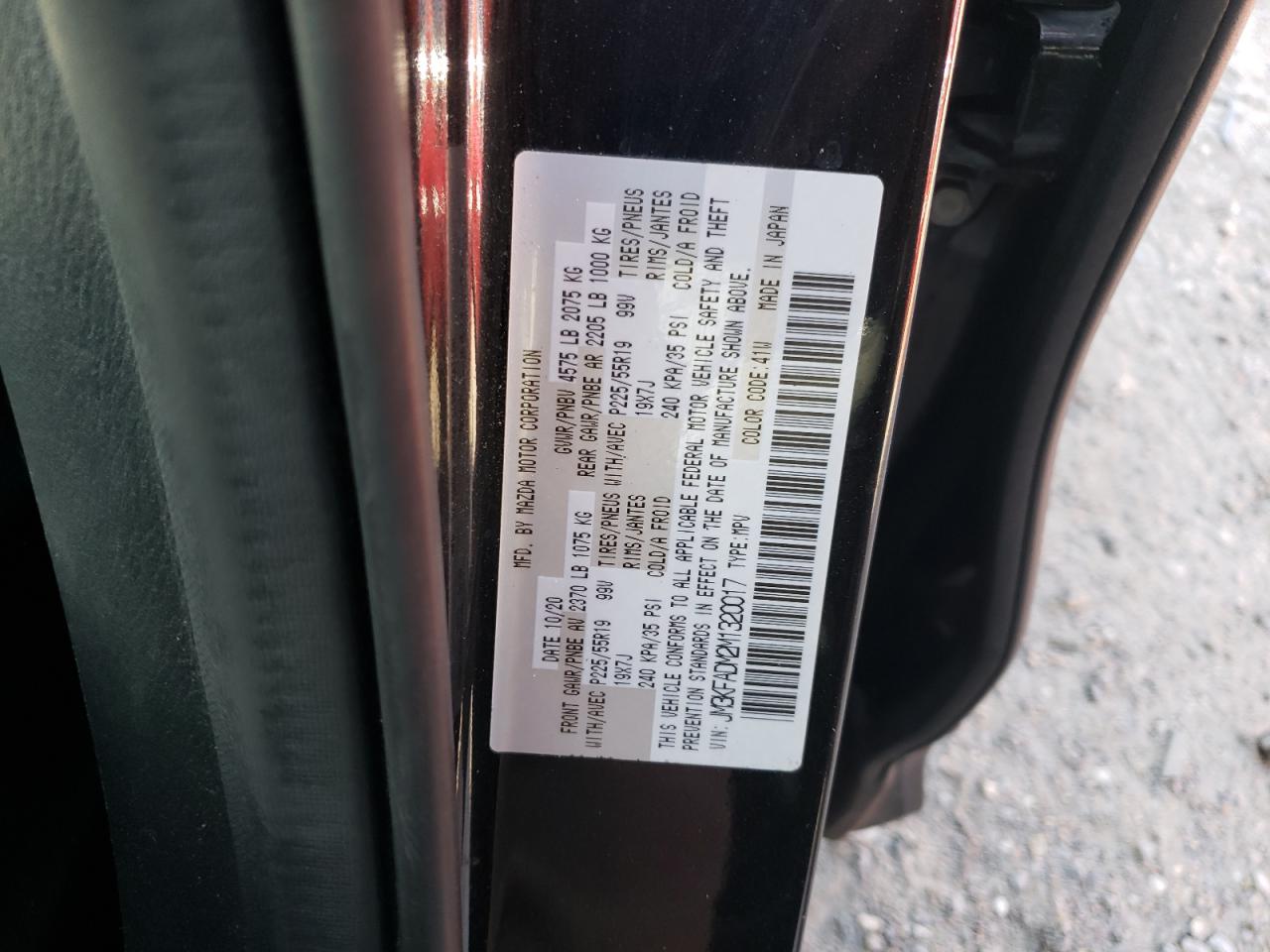 2021 Mazda Cx-5 Grand Touring VIN: JM3KFADM2M1320017 Lot: 56702235