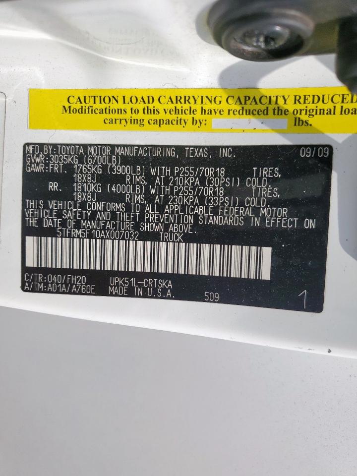 2010 Toyota Tundra Double Cab Sr5 VIN: 5TFRM5F10AX007032 Lot: 57122285