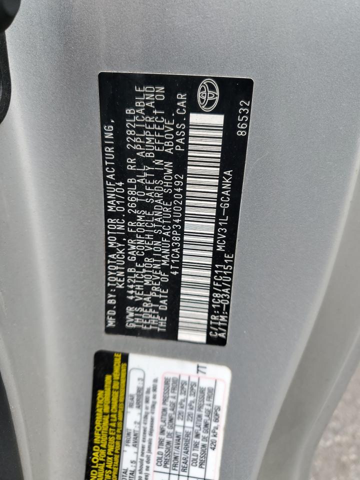 2004 Toyota Camry Solara Se VIN: 4T1CA38P34U020492 Lot: 55978615
