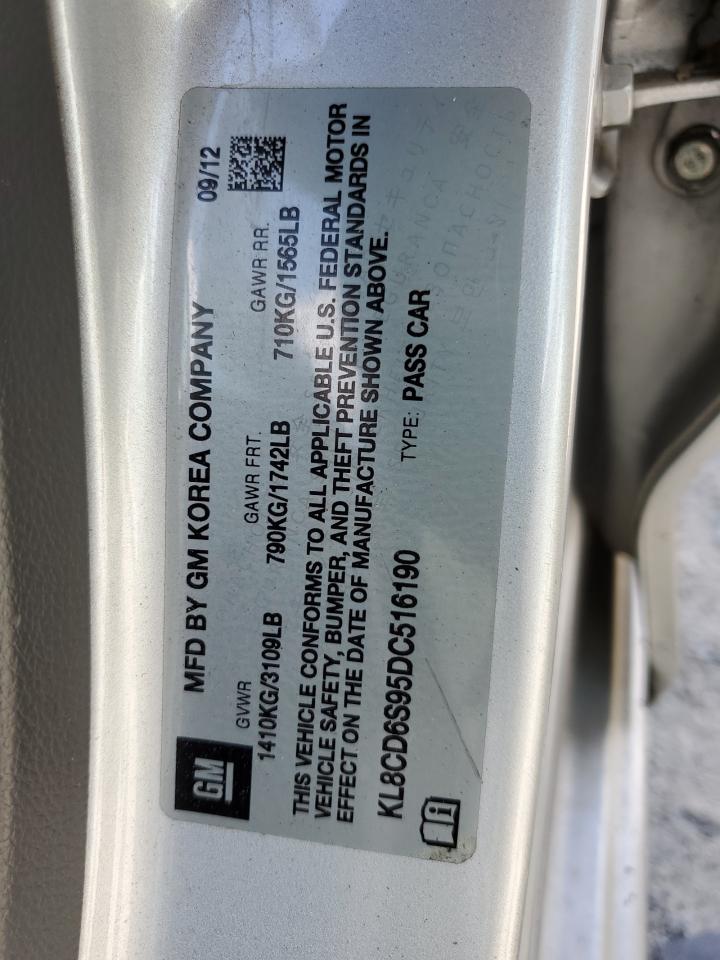 2013 Chevrolet Spark 1Lt VIN: KL8CD6S95DC516190 Lot: 56636055