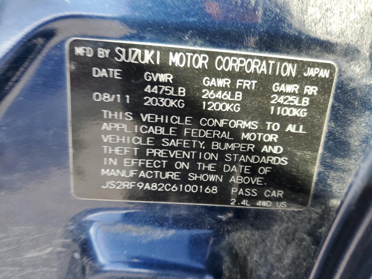 2012 Suzuki Kizashi Sport Sls VIN: JS2RF9A82C6100168 Lot: 55053205
