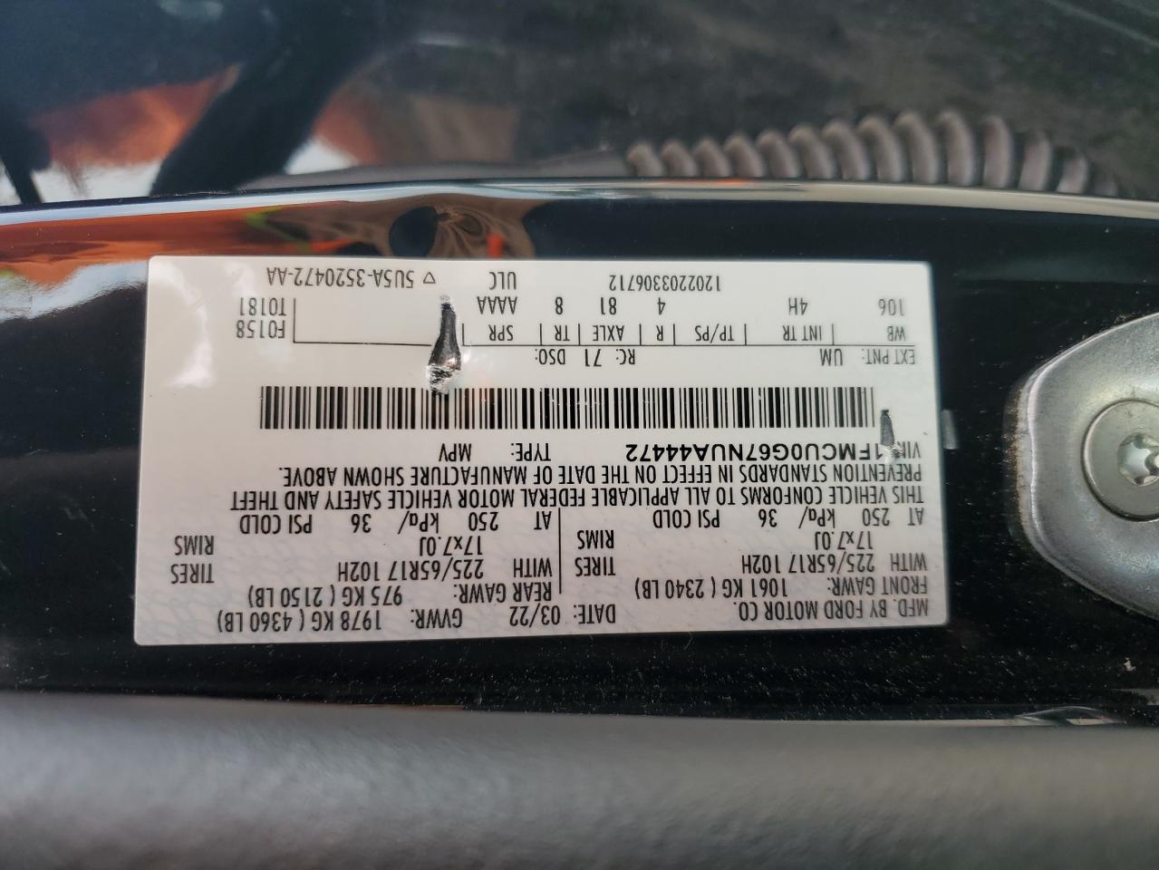 2022 Ford Escape Se VIN: 1FMCU0G67NUA44472 Lot: 55111195