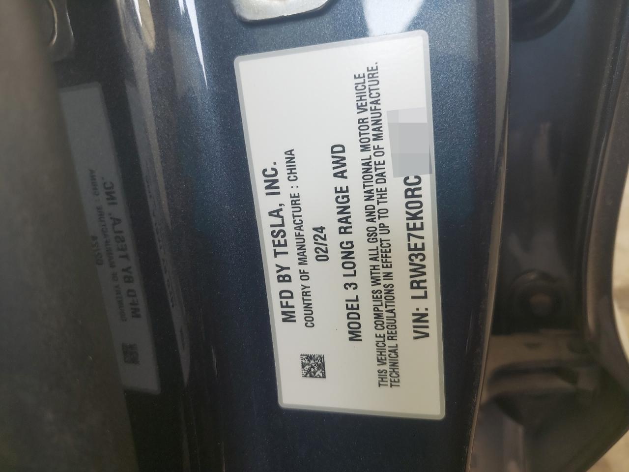 LRW3E7EK0RC094505 - 2024 Tesl MODEL 3 - #58124355