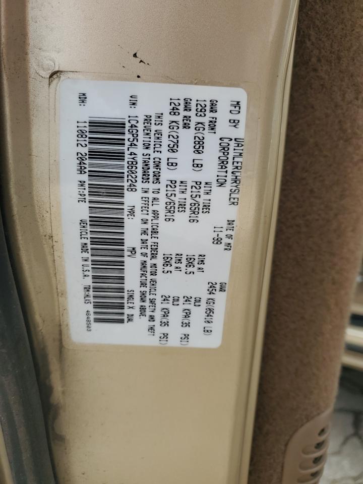 2000 Chrysler Town & Country Lxi VIN: 1C4GP54L4YB602248 Lot: 56802765