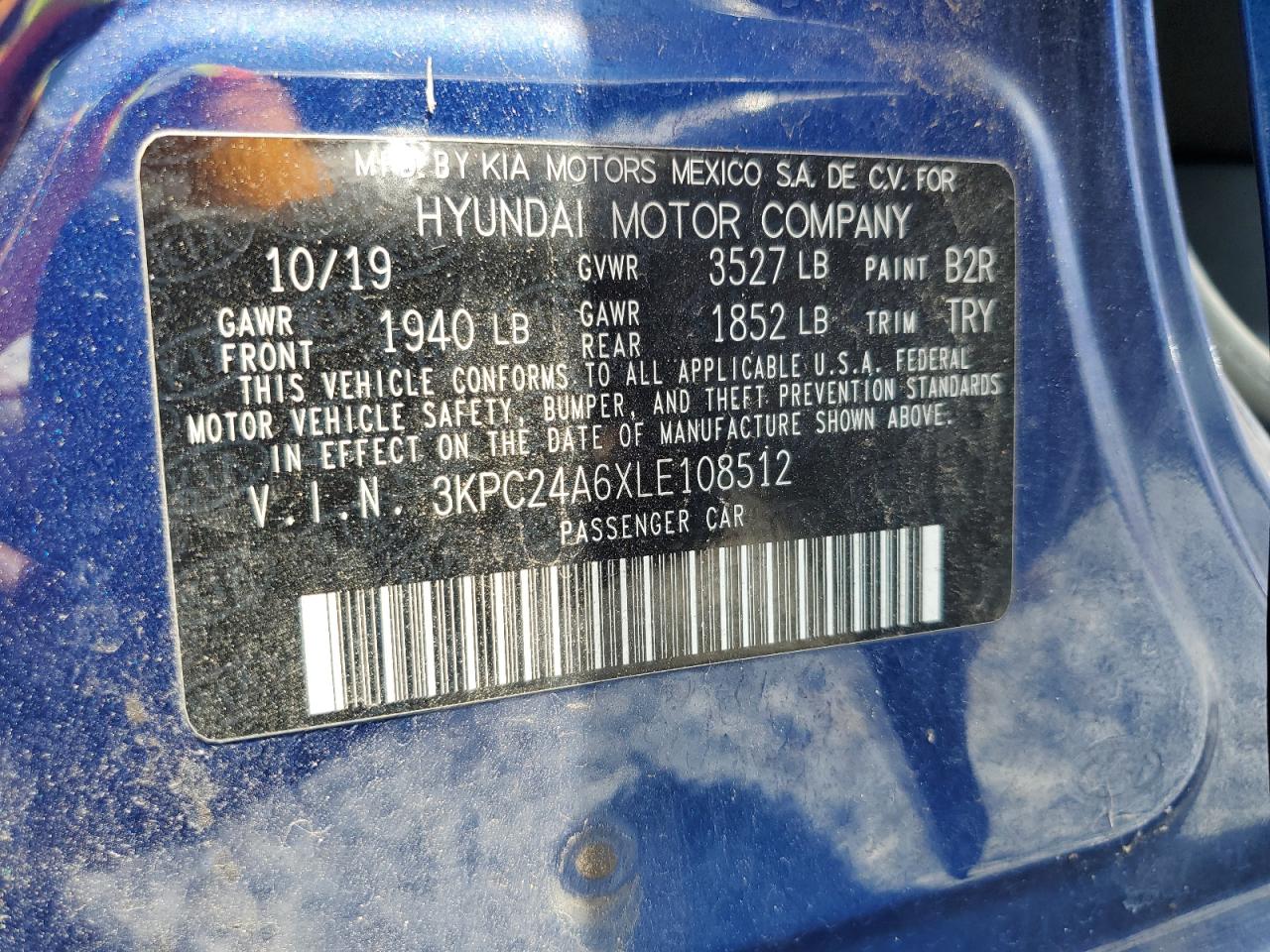 2020 Hyundai Accent Se VIN: 3KPC24A6XLE108512 Lot: 57500525