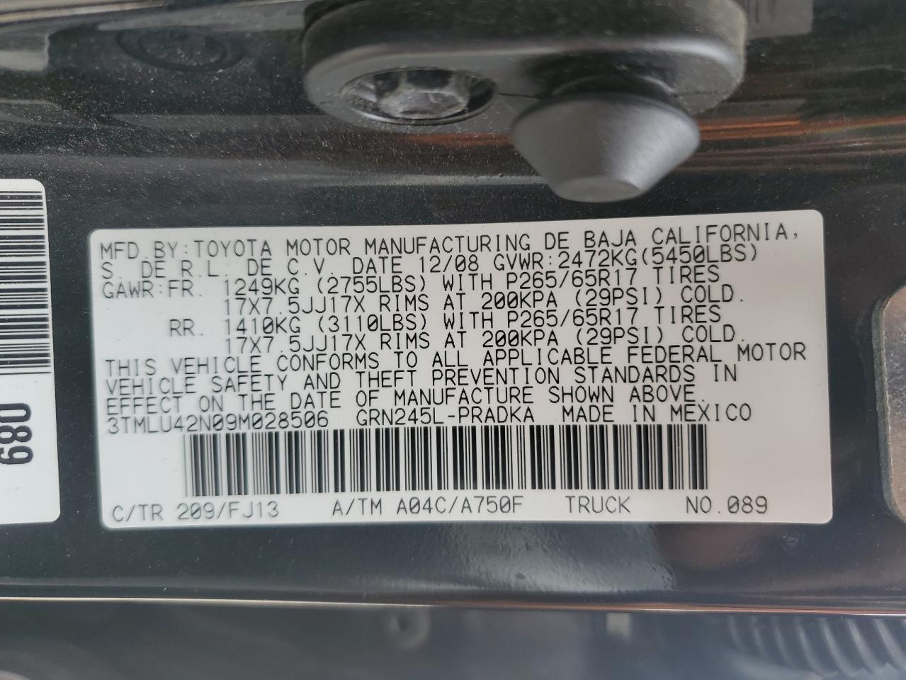 2009 Toyota Tacoma Double Cab VIN: 3TMLU42N09M028506 Lot: 56977785