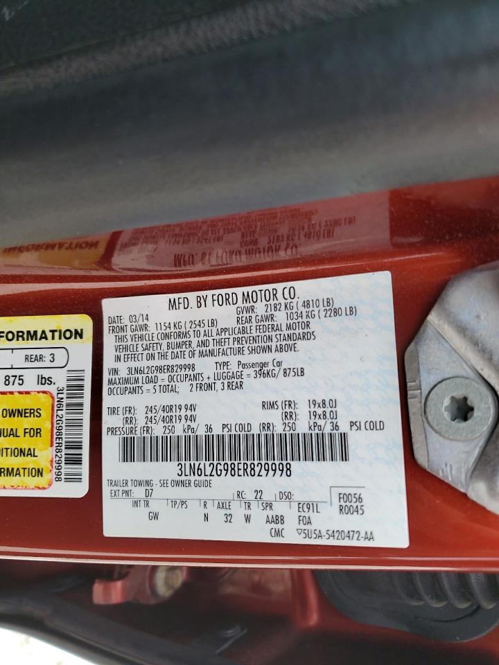 2014 Lincoln Mkz VIN: 3LN6L2G98ER829998 Lot: 56548145