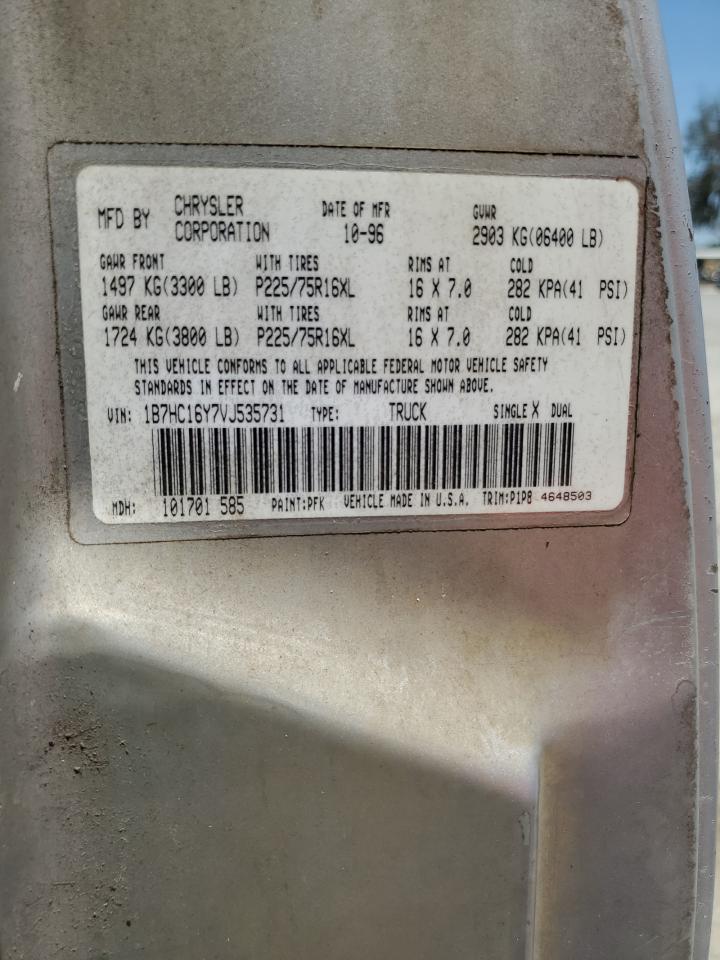 1997 Dodge Ram 1500 VIN: 1B7HC16Y7VJ535731 Lot: 58227045