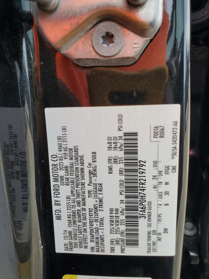 2015 Ford Fusion Se VIN: 3FA6P0H74FR219792 Lot: 65672755