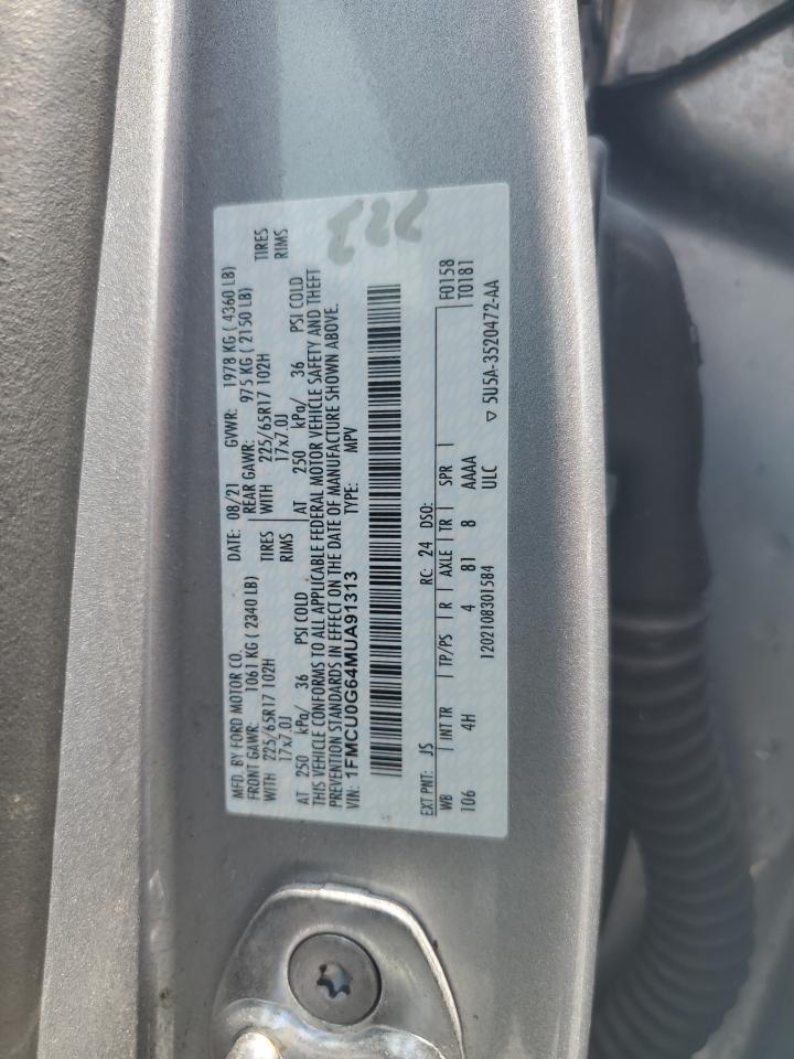 2021 Ford Escape Se VIN: 1FMCU0G64MUA91313 Lot: 56318425