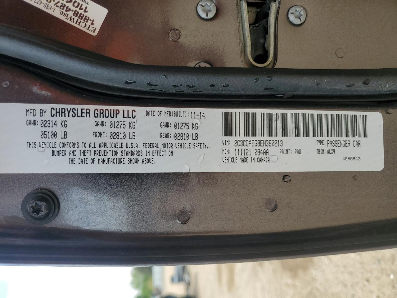 2014 Chrysler 300C VIN: 2C3CCAEG8EH380213 Lot: 56887045