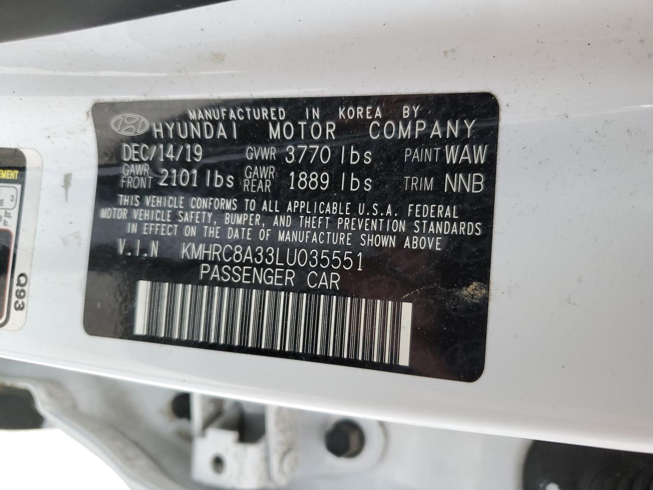 2020 Hyundai Venue Sel VIN: KMHRC8A33LU035551 Lot: 56686015