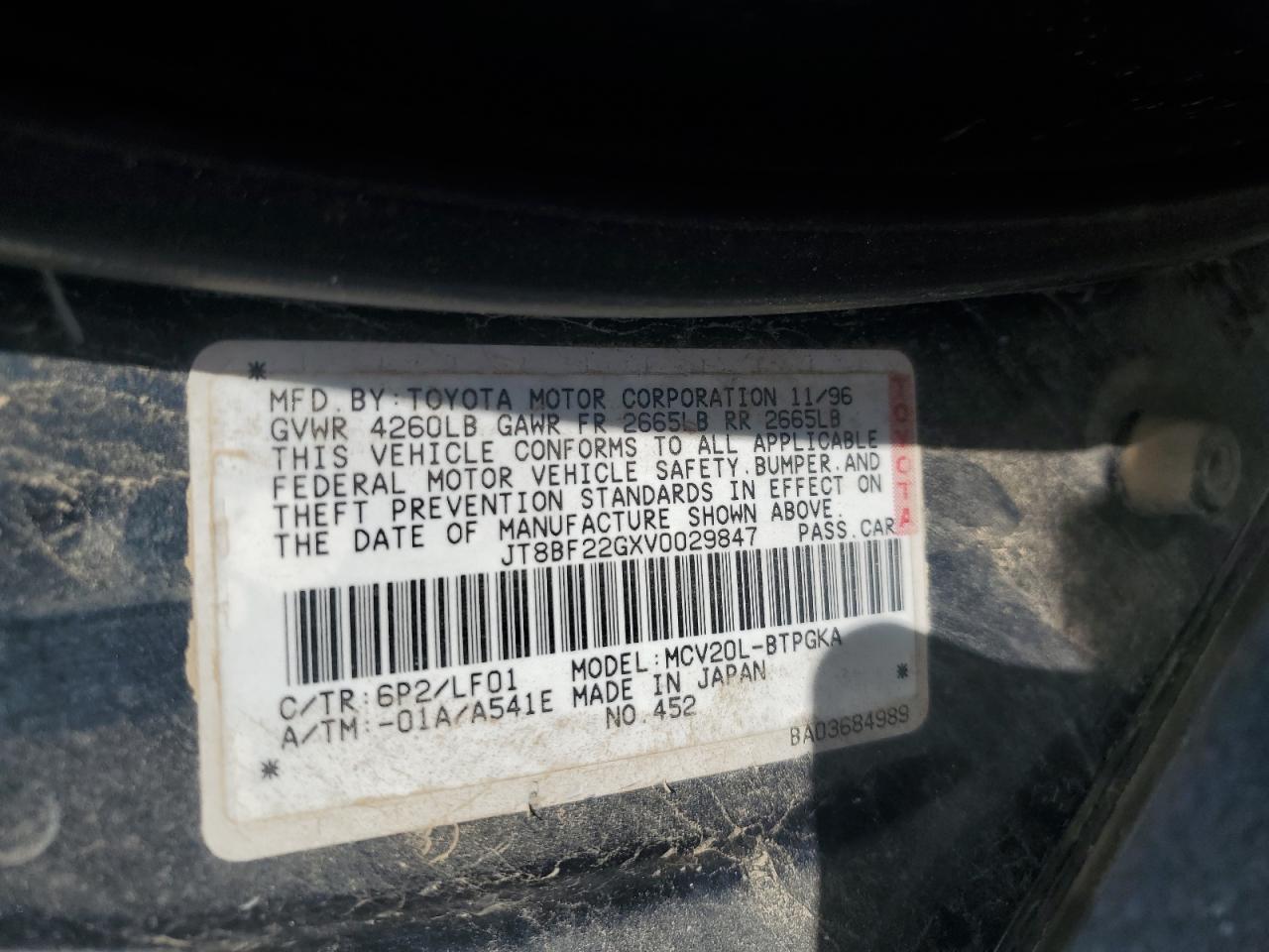 1997 Lexus Es 300 VIN: JT8BF22GXV0029847 Lot: 56716145