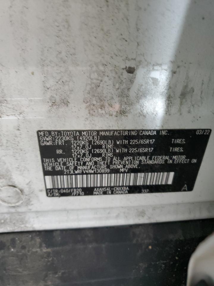 2022 Toyota Rav4 Le VIN: 2T3LWRFV4NW130899 Lot: 58917175