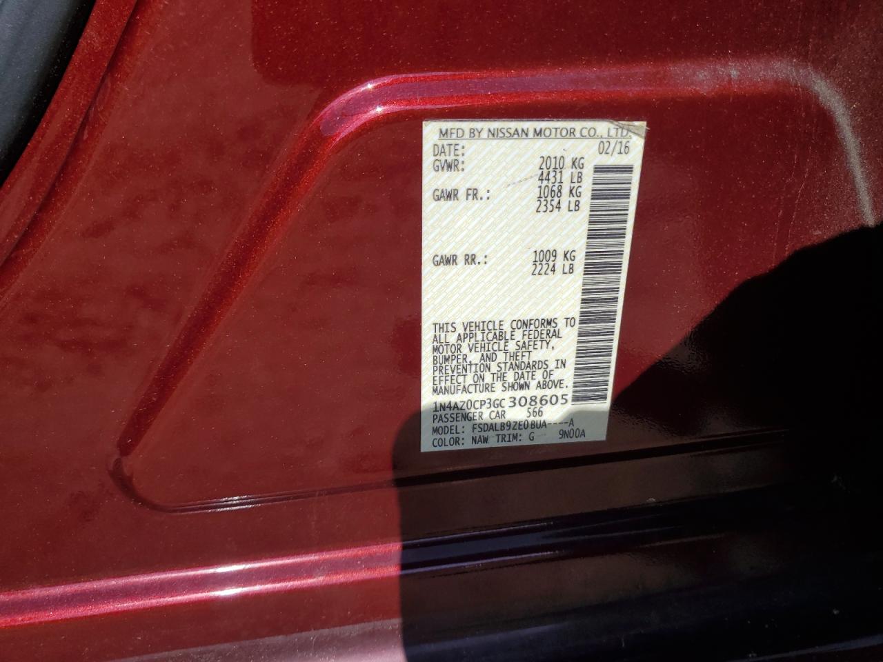 2016 Nissan Leaf S VIN: 1N4AZ0CP3GC308605 Lot: 56881785