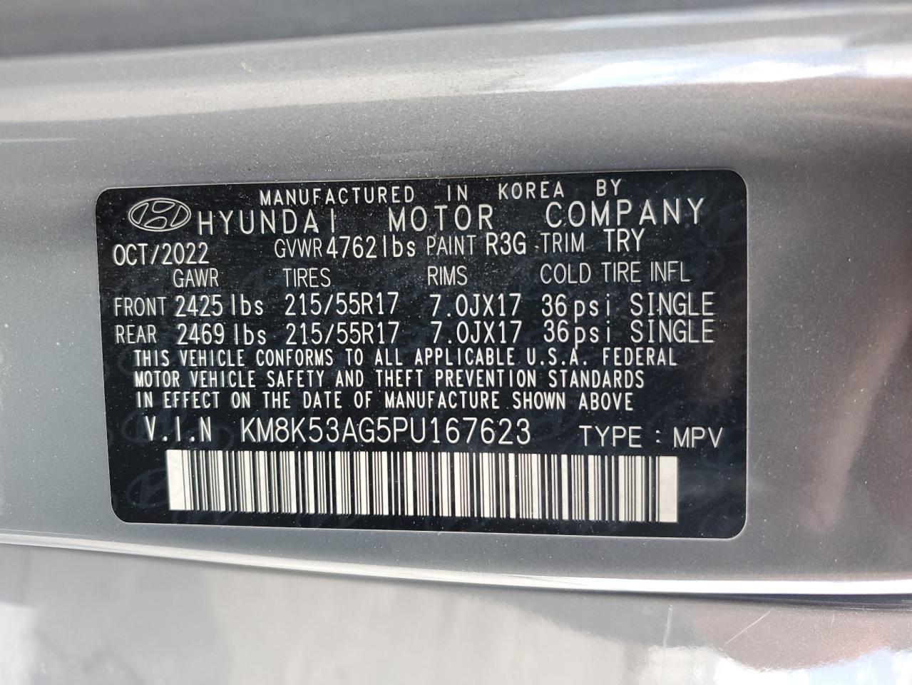 2023 Hyundai Kona Limited VIN: KM8K53AG5PU167623 Lot: 56881235