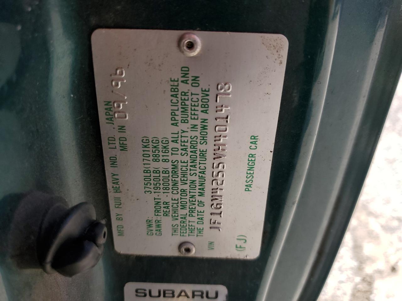 1997 Subaru Impreza Brighton VIN: JF1GM4255VH401478 Lot: 56221515