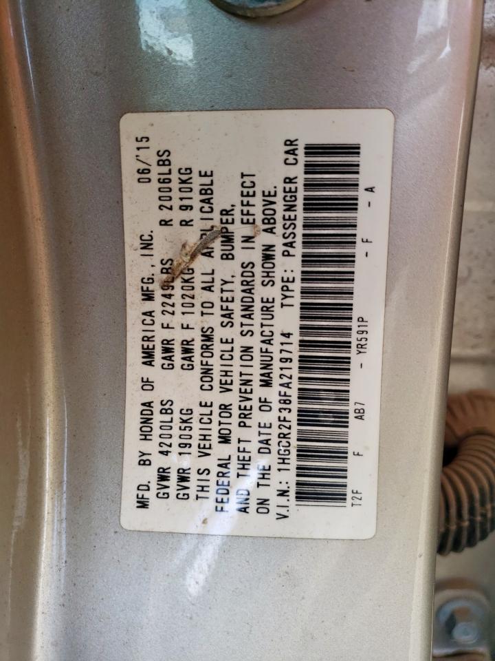 2015 Honda Accord Lx VIN: 1HGCR2F38FA219714 Lot: 57246035