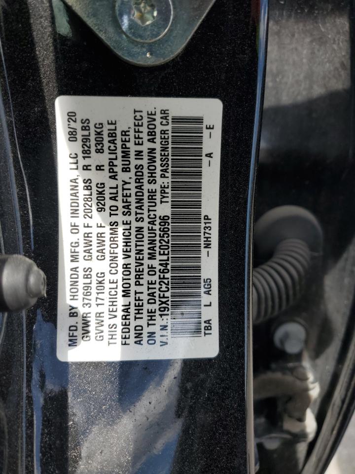 2020 Honda Civic Lx VIN: 19XFC2F64LE025696 Lot: 57976745