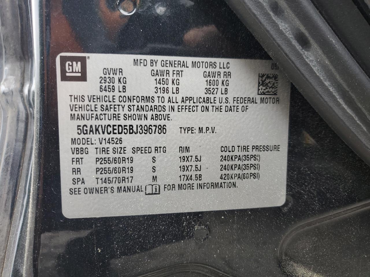 2011 Buick Enclave Cxl VIN: 5GAKVCED5BJ396786 Lot: 57279785