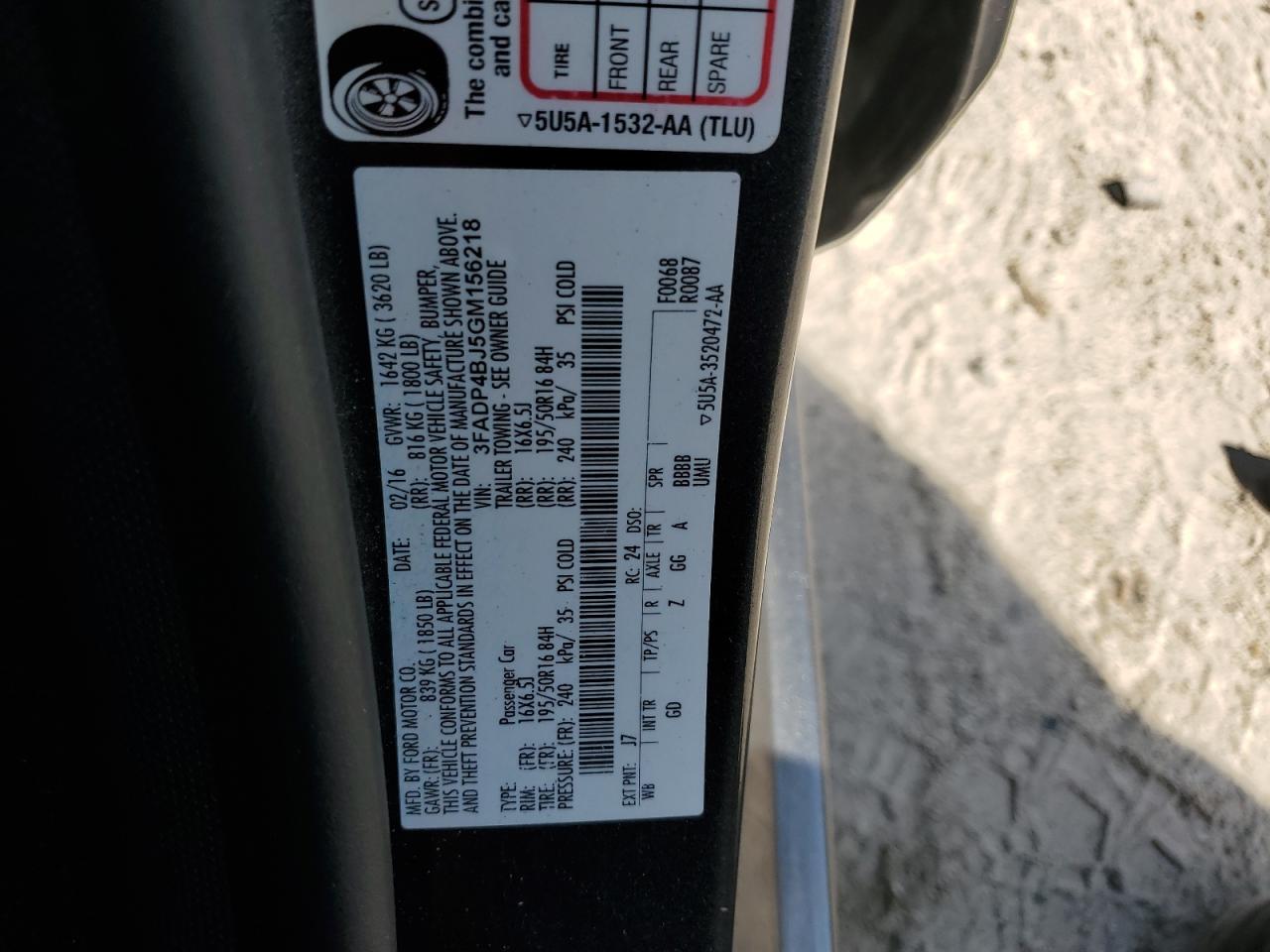 2016 Ford Fiesta Se VIN: 3FADP4BJ5GM156218 Lot: 56713795