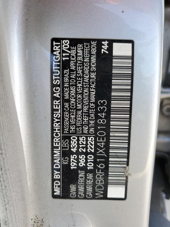 2004 Mercedes-Benz C 240 VIN: WDBRF61JX4E018433 Lot: 55732155